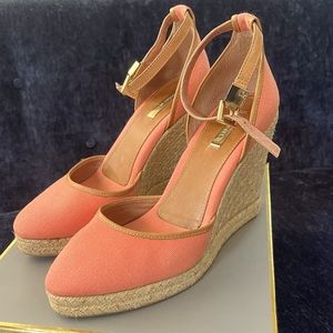 Louise Et Cie Palma coral wedge espadrille